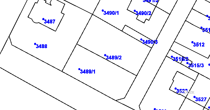 Parcela st. 3489/2 v KÚ Litoměřice, Katastrální mapa