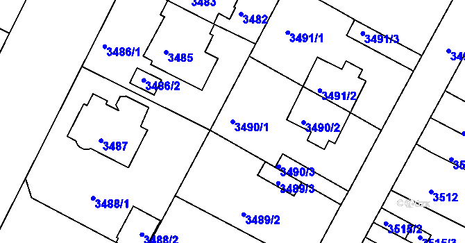 Parcela st. 3490/1 v KÚ Litoměřice, Katastrální mapa