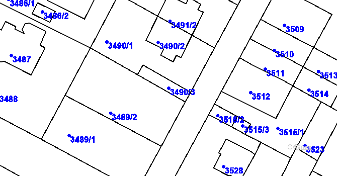 Parcela st. 3490/3 v KÚ Litoměřice, Katastrální mapa