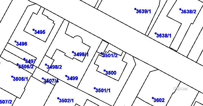 Parcela st. 3501/2 v KÚ Litoměřice, Katastrální mapa