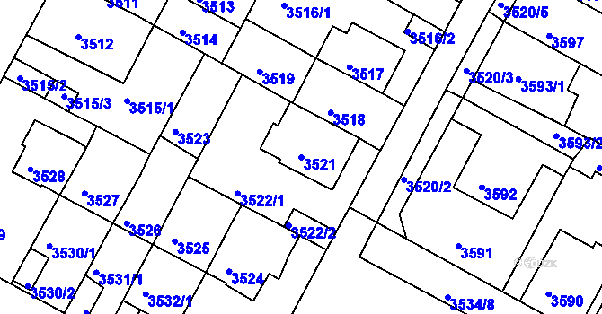 Parcela st. 3521 v KÚ Litoměřice, Katastrální mapa
