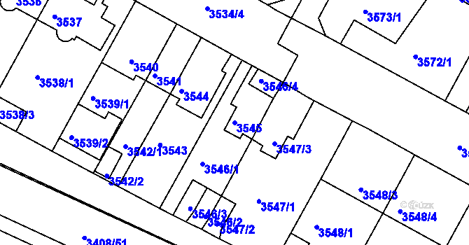 Parcela st. 3545 v KÚ Litoměřice, Katastrální mapa