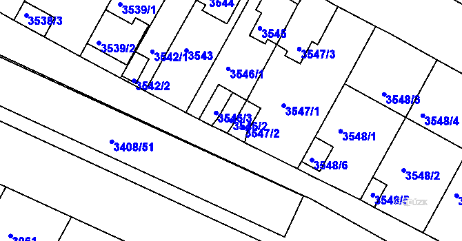 Parcela st. 3546/2 v KÚ Litoměřice, Katastrální mapa