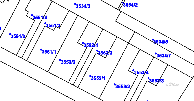 Parcela st. 3552/3 v KÚ Litoměřice, Katastrální mapa