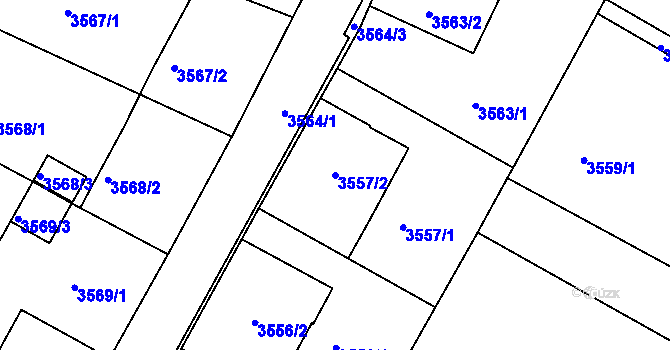 Parcela st. 3557/2 v KÚ Litoměřice, Katastrální mapa