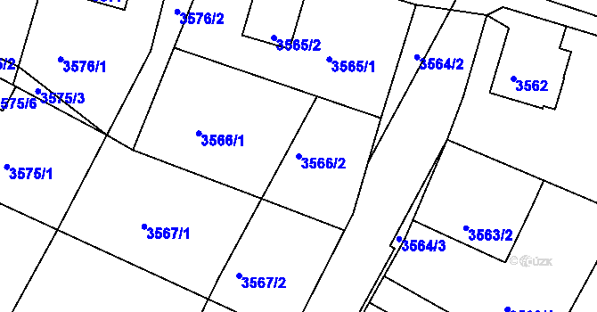 Parcela st. 3566/2 v KÚ Litoměřice, Katastrální mapa