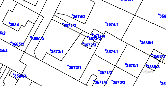 Parcela st. 3572/3 v KÚ Litoměřice, Katastrální mapa