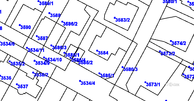 Parcela st. 3584 v KÚ Litoměřice, Katastrální mapa