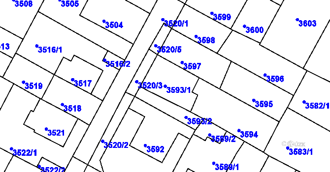 Parcela st. 3593/1 v KÚ Litoměřice, Katastrální mapa