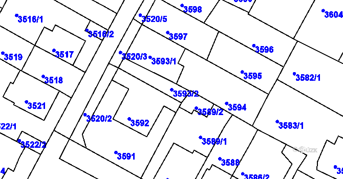 Parcela st. 3593/2 v KÚ Litoměřice, Katastrální mapa