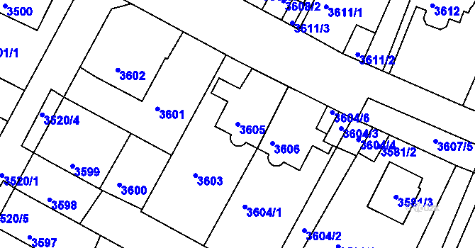 Parcela st. 3605 v KÚ Litoměřice, Katastrální mapa