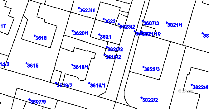Parcela st. 3616/2 v KÚ Litoměřice, Katastrální mapa