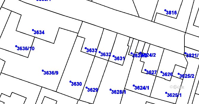 Parcela st. 3632 v KÚ Litoměřice, Katastrální mapa