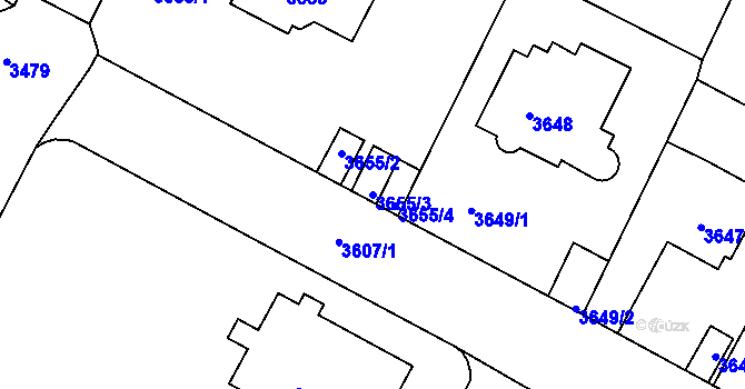 Parcela st. 3655/3 v KÚ Litoměřice, Katastrální mapa