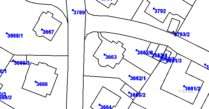 Parcela st. 3663 v KÚ Litoměřice, Katastrální mapa