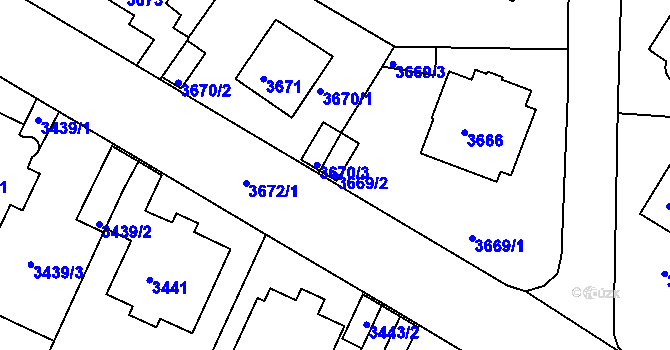 Parcela st. 3669/2 v KÚ Litoměřice, Katastrální mapa