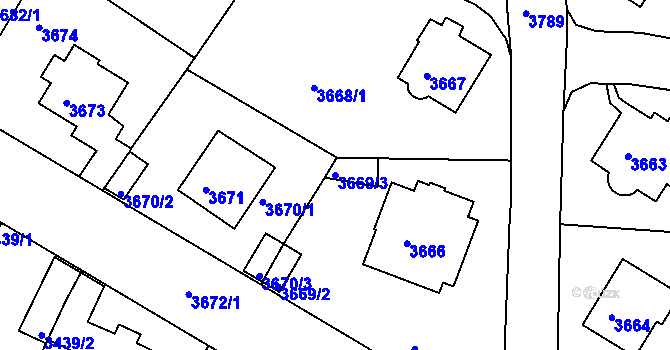 Parcela st. 3669/3 v KÚ Litoměřice, Katastrální mapa