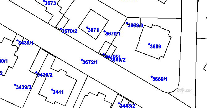 Parcela st. 3670/3 v KÚ Litoměřice, Katastrální mapa