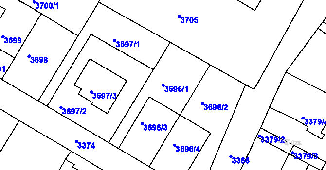 Parcela st. 3696/1 v KÚ Litoměřice, Katastrální mapa