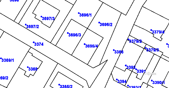 Parcela st. 3696/4 v KÚ Litoměřice, Katastrální mapa