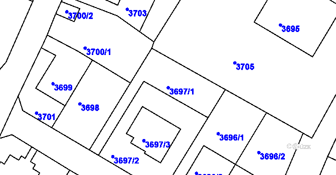 Parcela st. 3697/1 v KÚ Litoměřice, Katastrální mapa