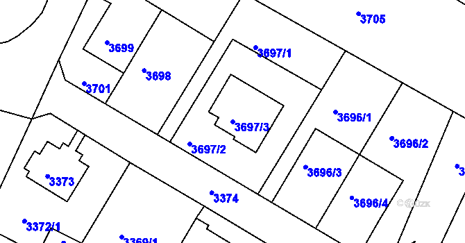 Parcela st. 3697/3 v KÚ Litoměřice, Katastrální mapa