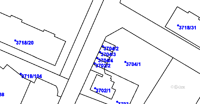 Parcela st. 3704/3 v KÚ Litoměřice, Katastrální mapa