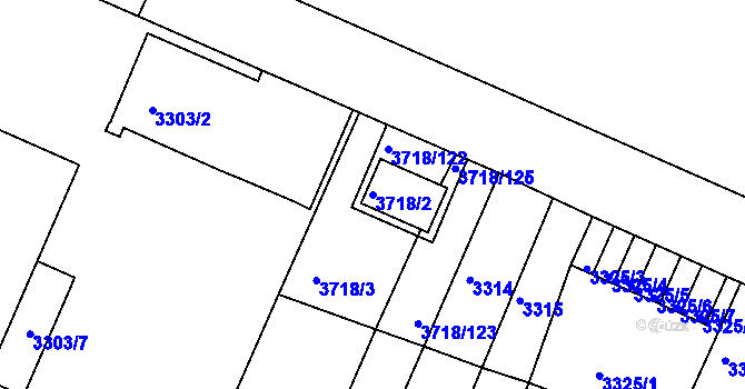 Parcela st. 3718/2 v KÚ Litoměřice, Katastrální mapa
