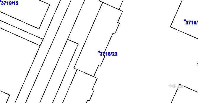 Parcela st. 3718/23 v KÚ Litoměřice, Katastrální mapa