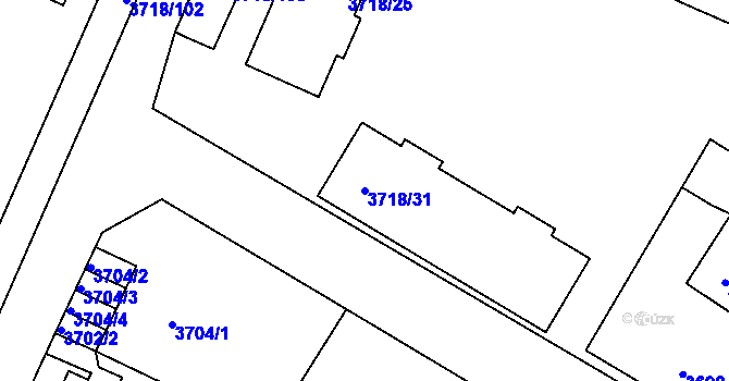 Parcela st. 3718/31 v KÚ Litoměřice, Katastrální mapa
