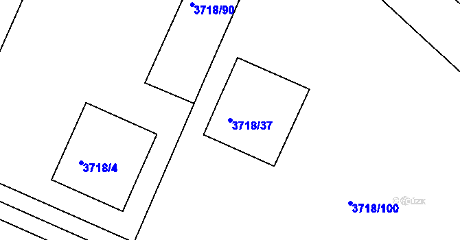 Parcela st. 3718/37 v KÚ Litoměřice, Katastrální mapa