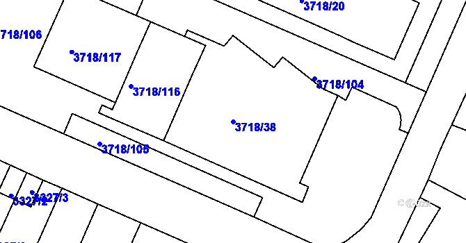 Parcela st. 3718/38 v KÚ Litoměřice, Katastrální mapa
