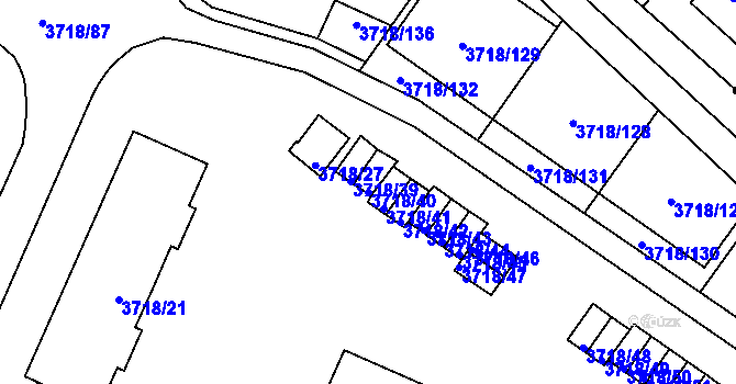 Parcela st. 3718/40 v KÚ Litoměřice, Katastrální mapa