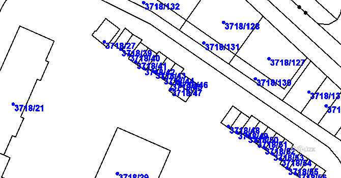 Parcela st. 3718/47 v KÚ Litoměřice, Katastrální mapa