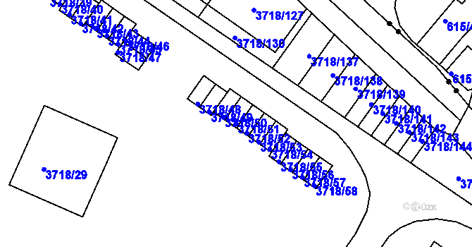Parcela st. 3718/51 v KÚ Litoměřice, Katastrální mapa