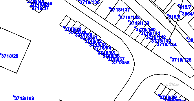 Parcela st. 3718/55 v KÚ Litoměřice, Katastrální mapa