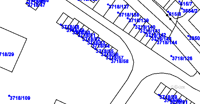 Parcela st. 3718/56 v KÚ Litoměřice, Katastrální mapa