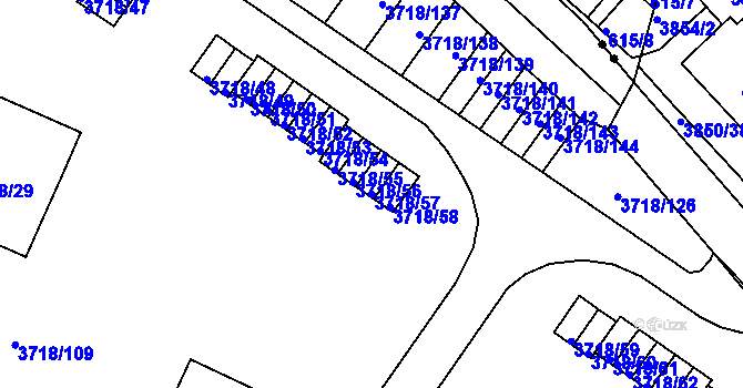 Parcela st. 3718/57 v KÚ Litoměřice, Katastrální mapa
