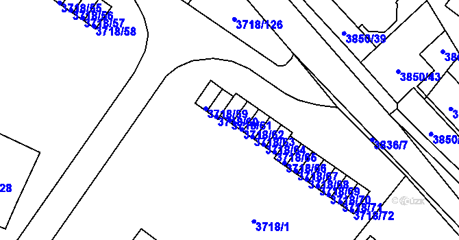 Parcela st. 3718/61 v KÚ Litoměřice, Katastrální mapa