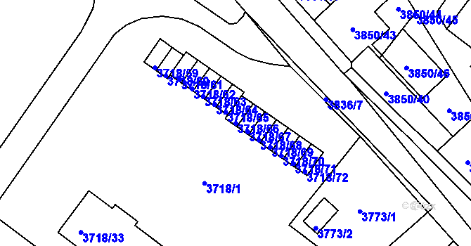 Parcela st. 3718/66 v KÚ Litoměřice, Katastrální mapa