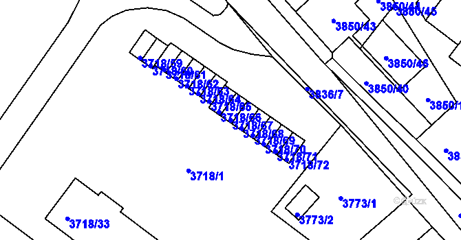 Parcela st. 3718/67 v KÚ Litoměřice, Katastrální mapa