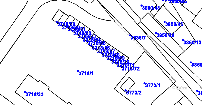 Parcela st. 3718/68 v KÚ Litoměřice, Katastrální mapa