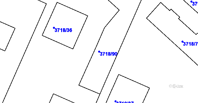 Parcela st. 3718/90 v KÚ Litoměřice, Katastrální mapa