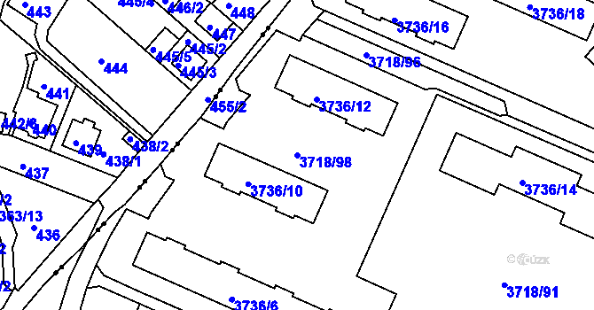 Parcela st. 3718/98 v KÚ Litoměřice, Katastrální mapa