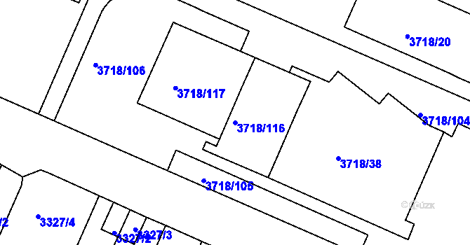 Parcela st. 3718/116 v KÚ Litoměřice, Katastrální mapa