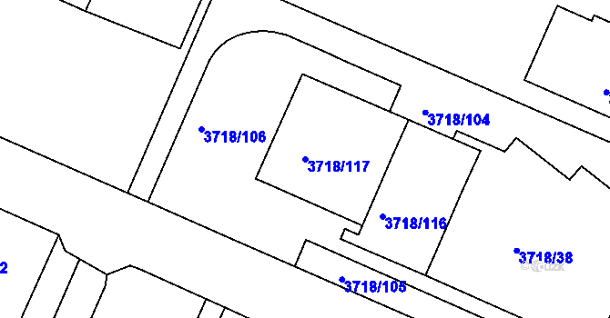 Parcela st. 3718/117 v KÚ Litoměřice, Katastrální mapa