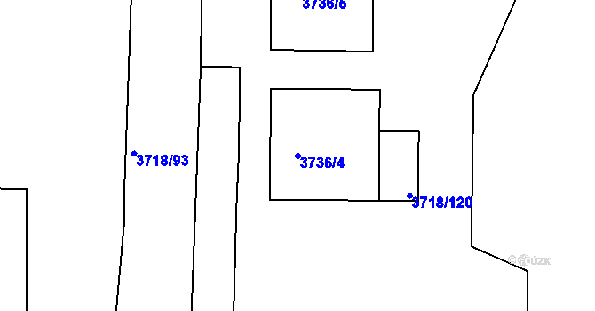 Parcela st. 3736/4 v KÚ Litoměřice, Katastrální mapa