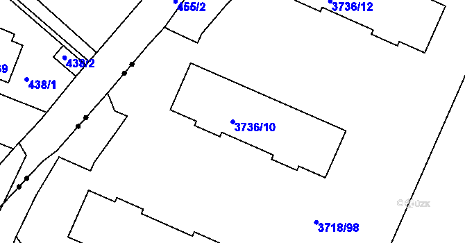 Parcela st. 3736/10 v KÚ Litoměřice, Katastrální mapa