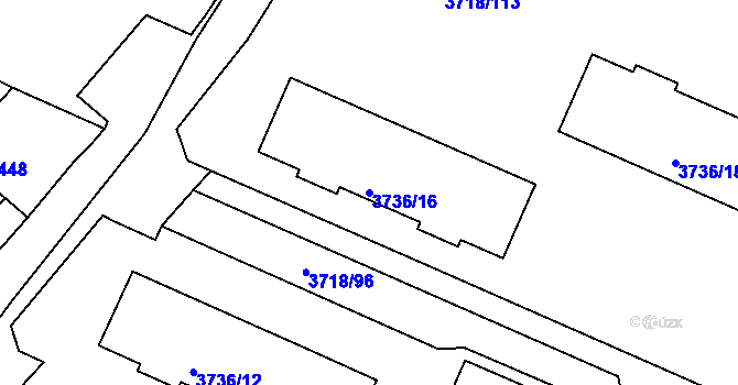 Parcela st. 3736/16 v KÚ Litoměřice, Katastrální mapa