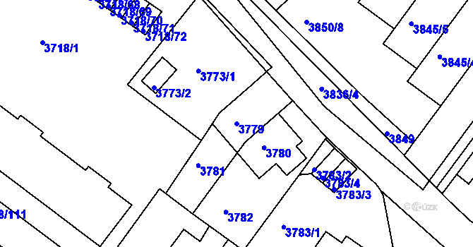Parcela st. 3779 v KÚ Litoměřice, Katastrální mapa